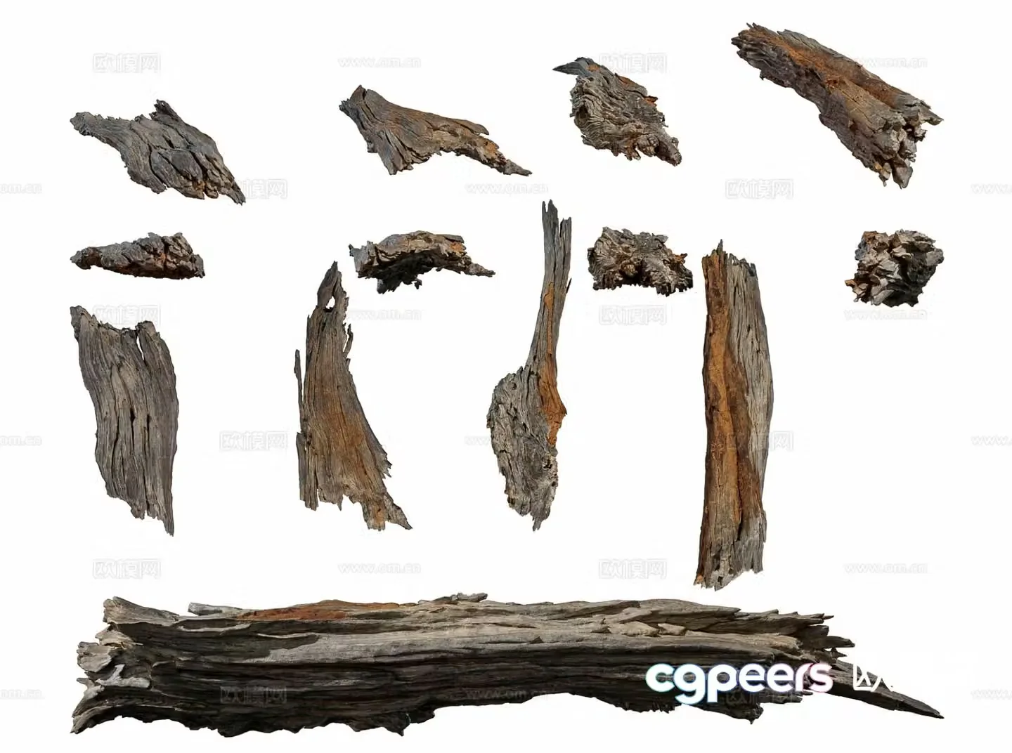 Dead wood dead branches trunk stump 3d model