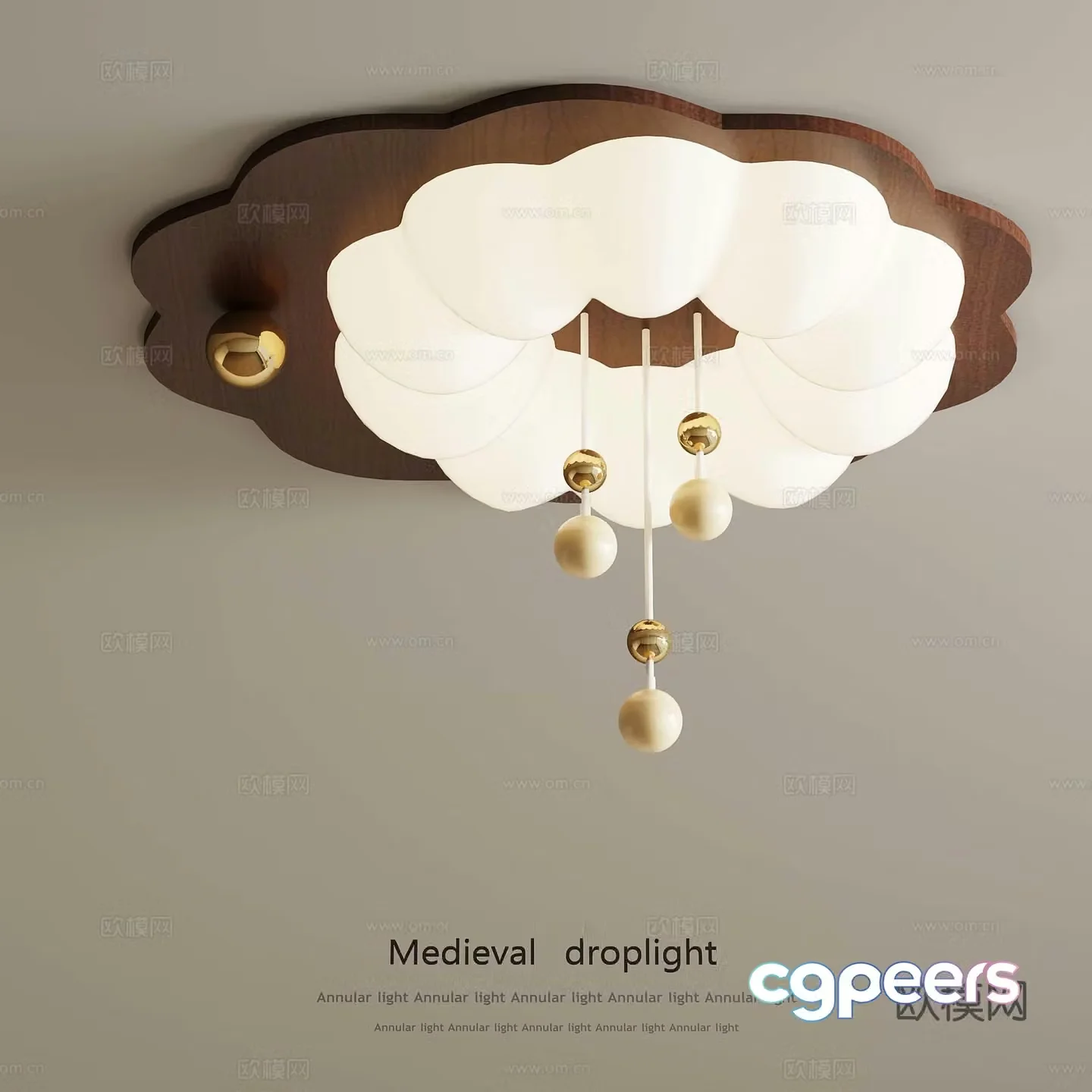 36 French Cream Ceiling Light 3D Model