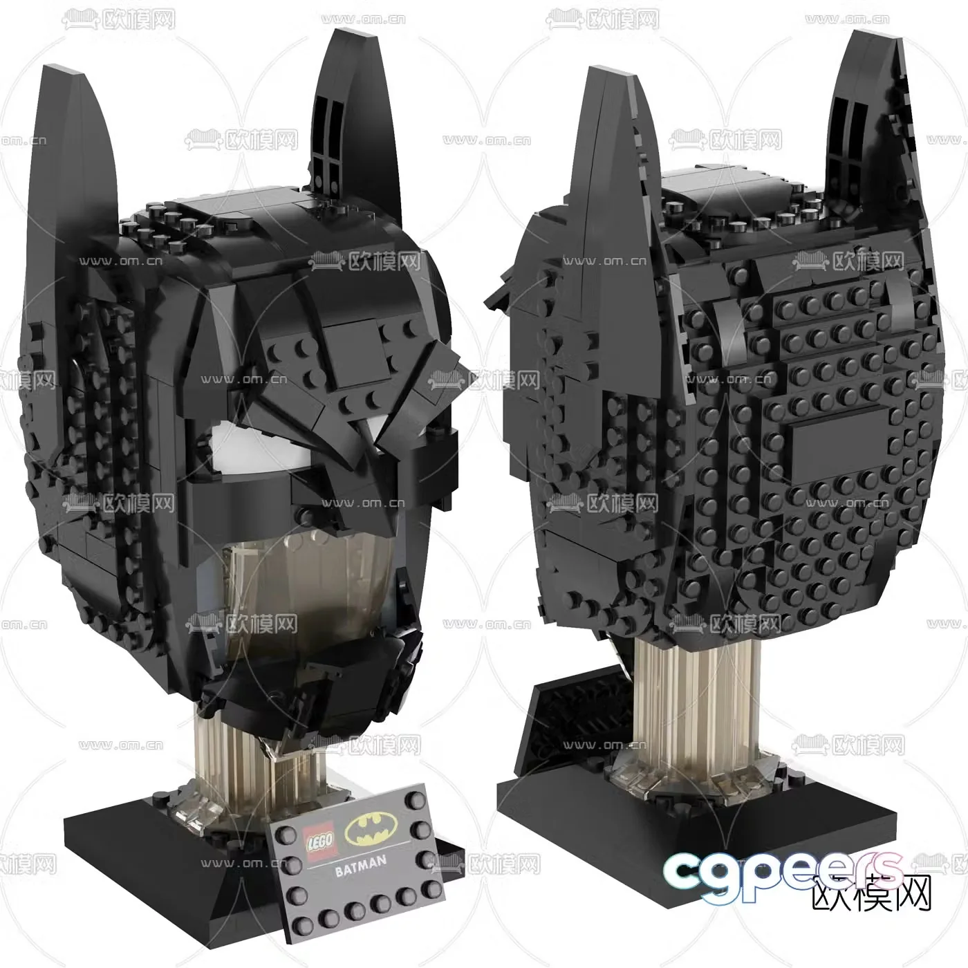 Modern brick batman mask 3d model