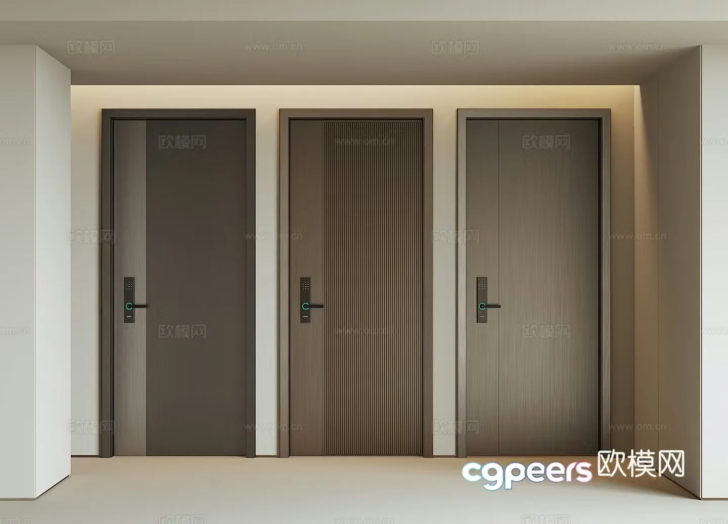 Modern home entry security door 3D model