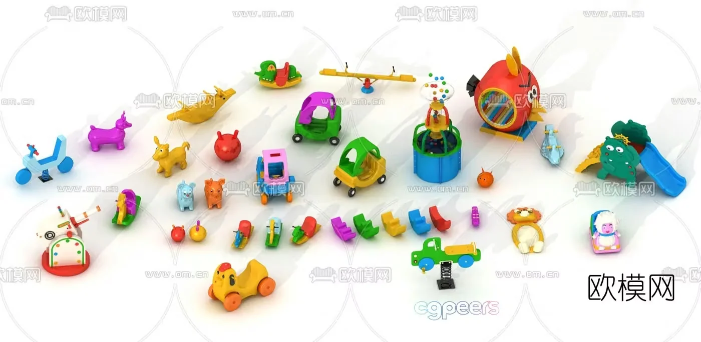 Modern children’s car building block toy 3d model