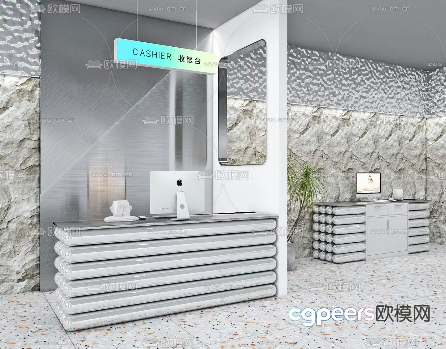 Front desk reception desk cashier desk service desk 3d model