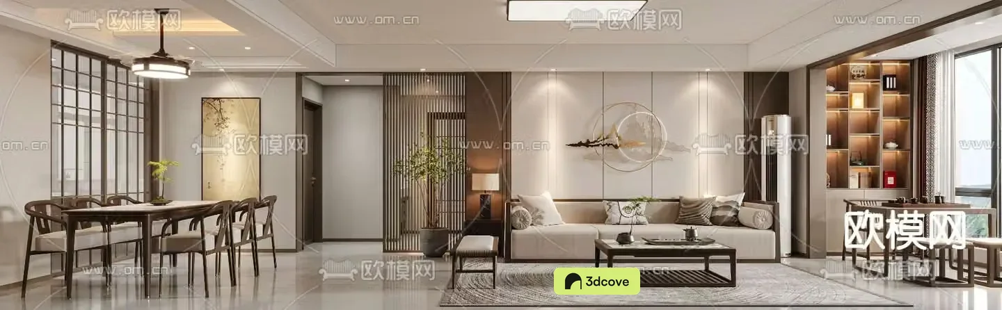 New Chinese style living and dining room