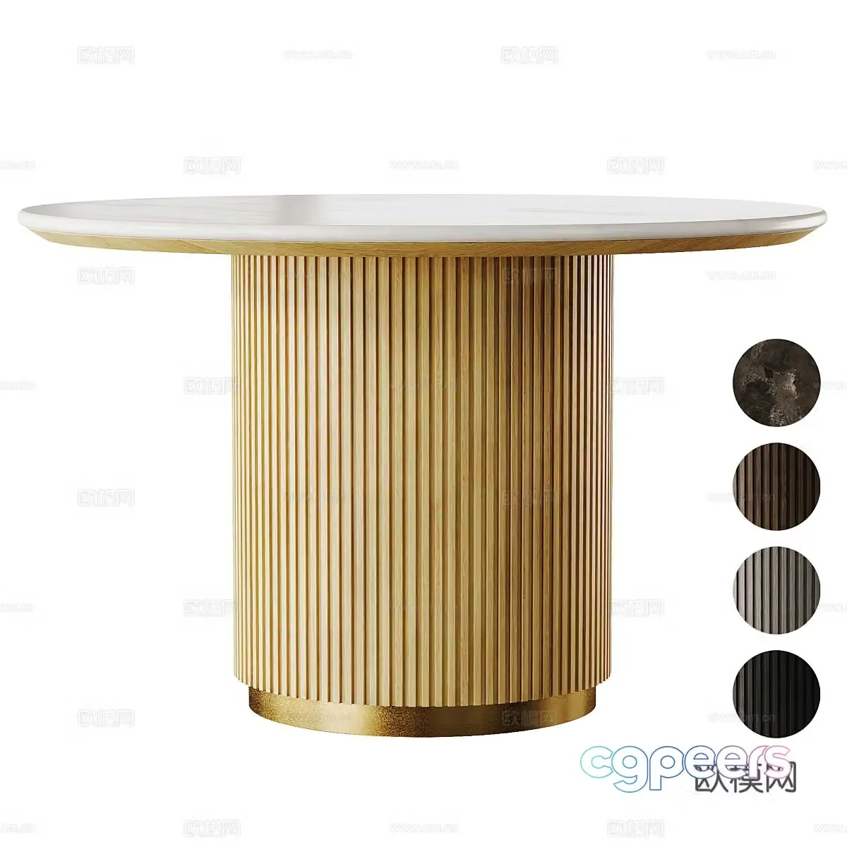 New Chinese style light luxury marble round dining table 3D model
