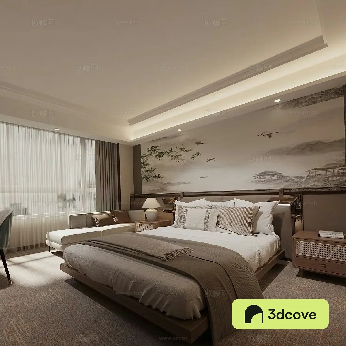 New Chinese style home bedroom medieval style elder room second bedroom medieval style bedroom bed bedroom double bed