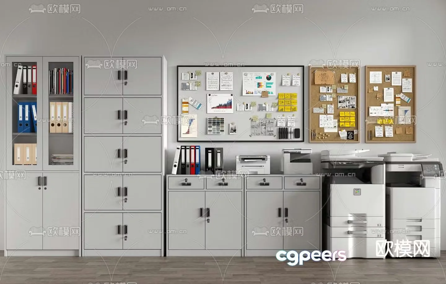 File cabinet information cabinet printer copier note wall 3D model