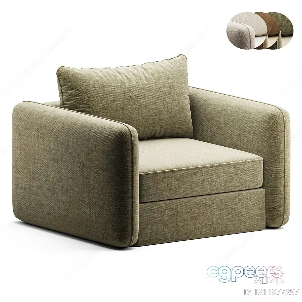 Light Brown Armchair 3D Model – 20451 – VRAY Render