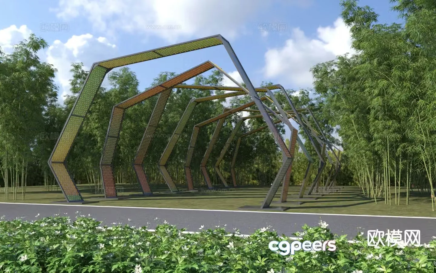 Special-shaped gallery landscape gallery leisure gallery 3D model