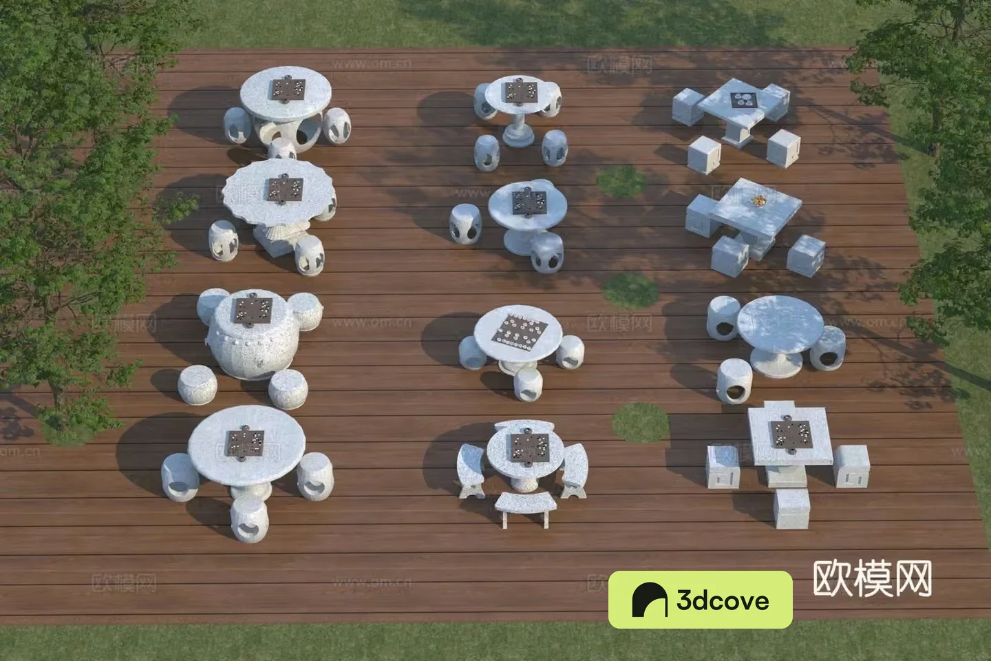 Modern outdoor chess table and chair