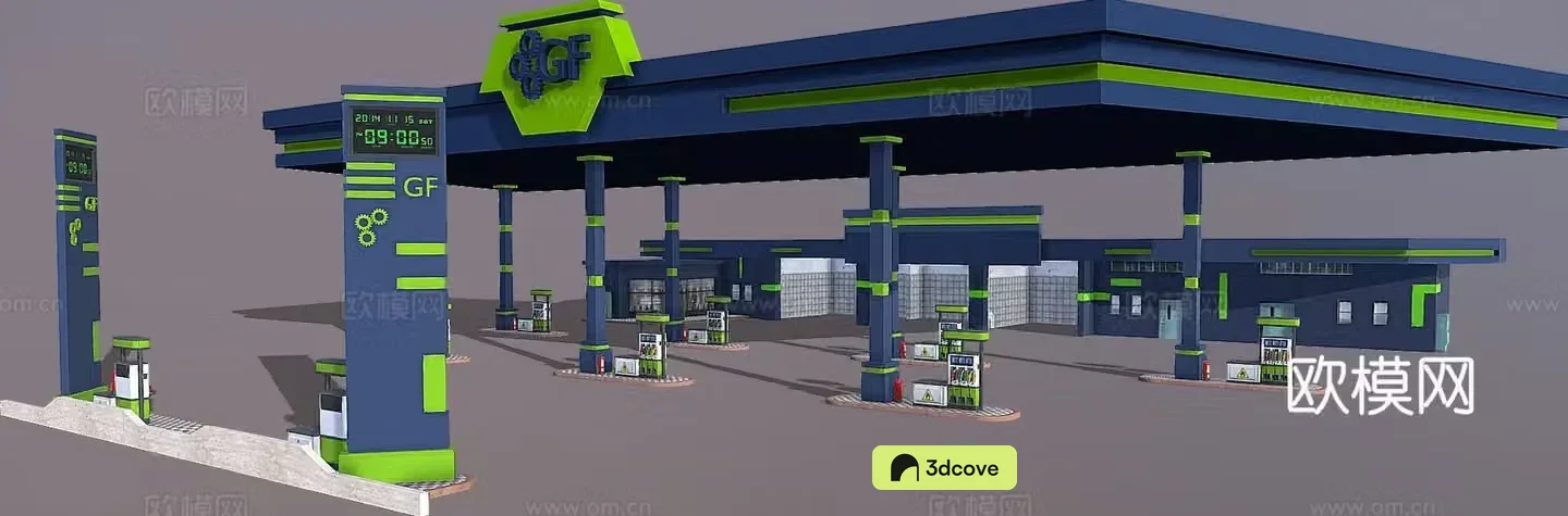 Modern gas station 3d model