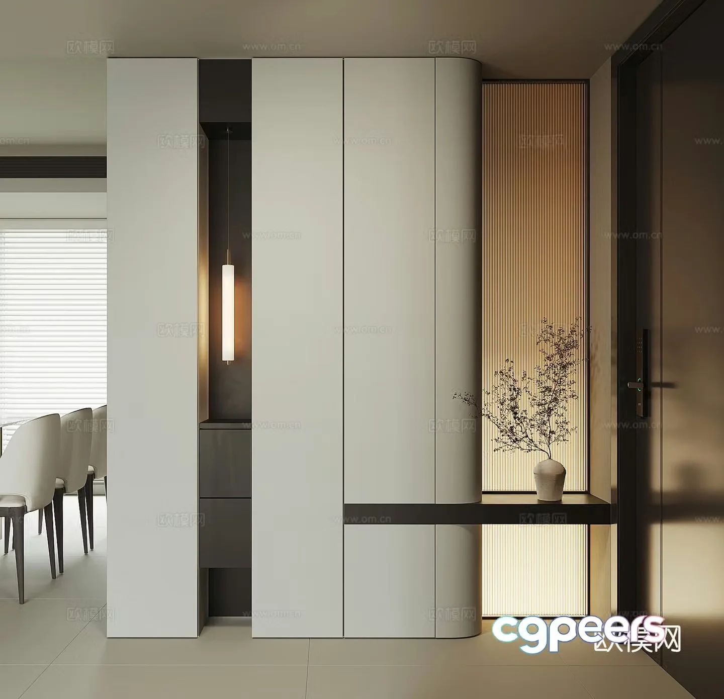 Modern home entrance shoe cabinet 3D model