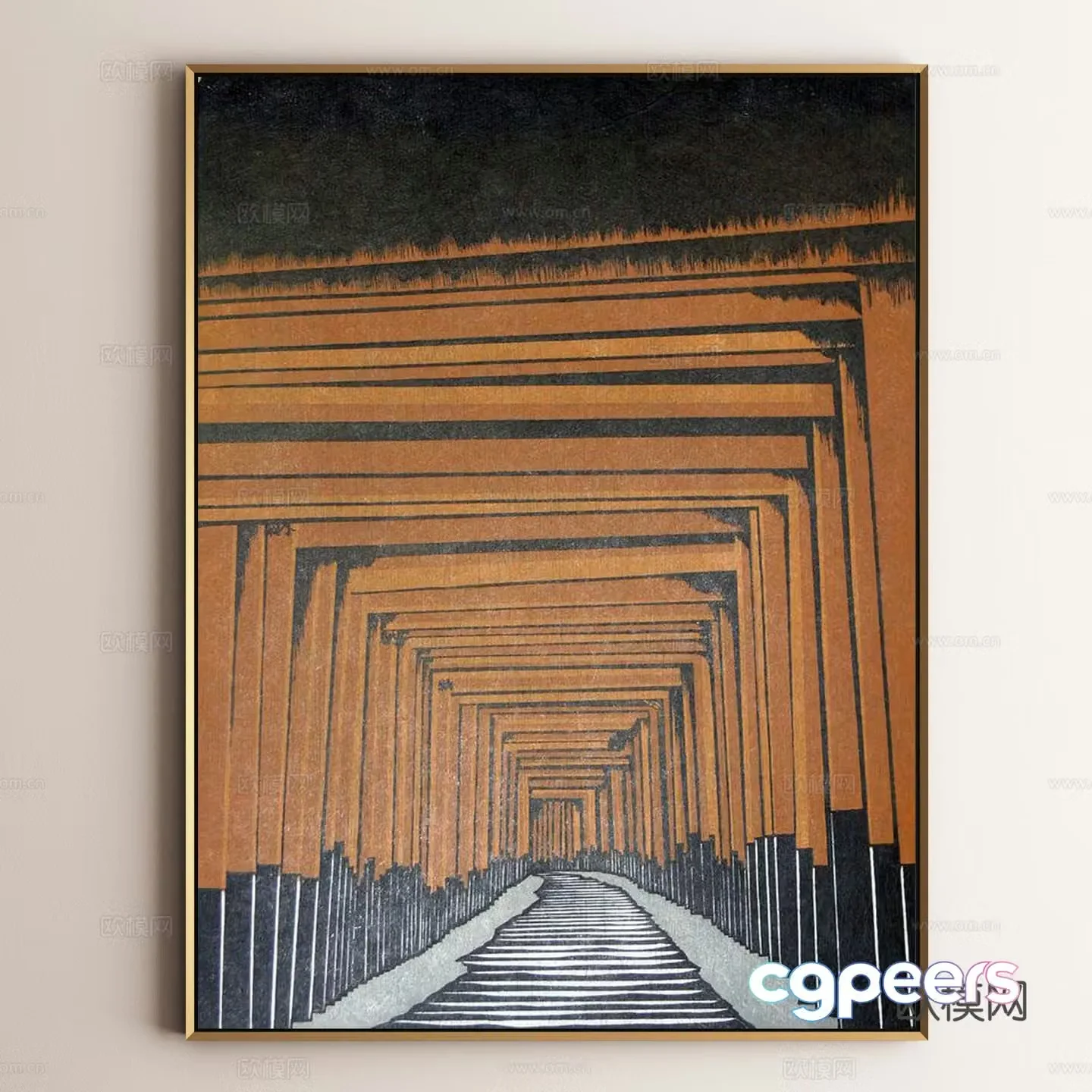 Modern decorative painting architectural painting hanging painting 3D model