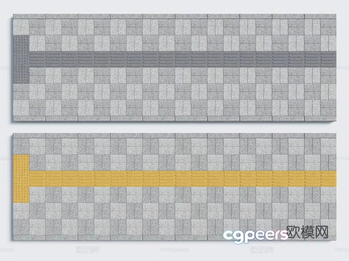 Municipal sidewalk gray permeable bricks Municipal blind road blind road 300 blind road bricks permeable bricks 3D model