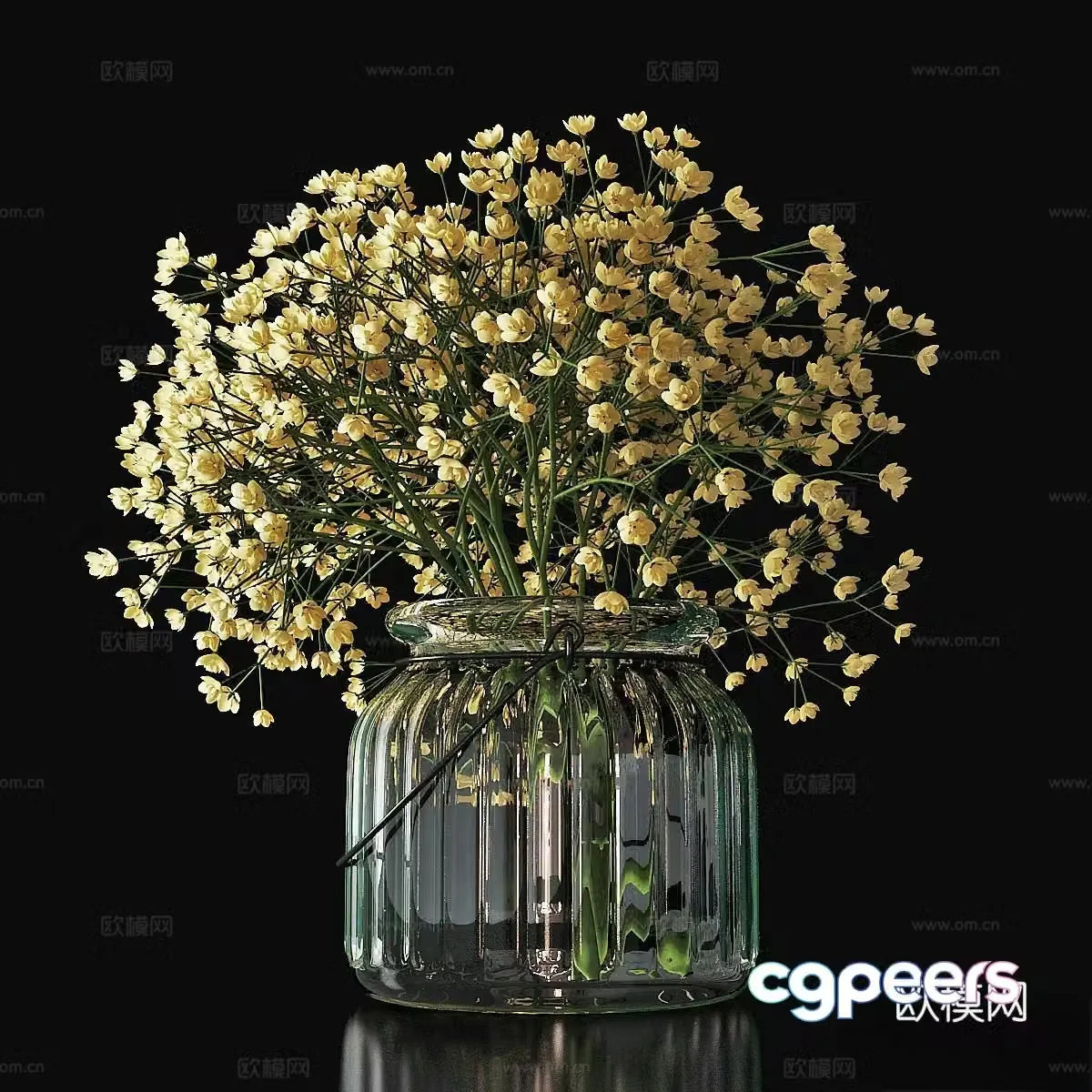 modern vase floral arrangement flowers 3d model