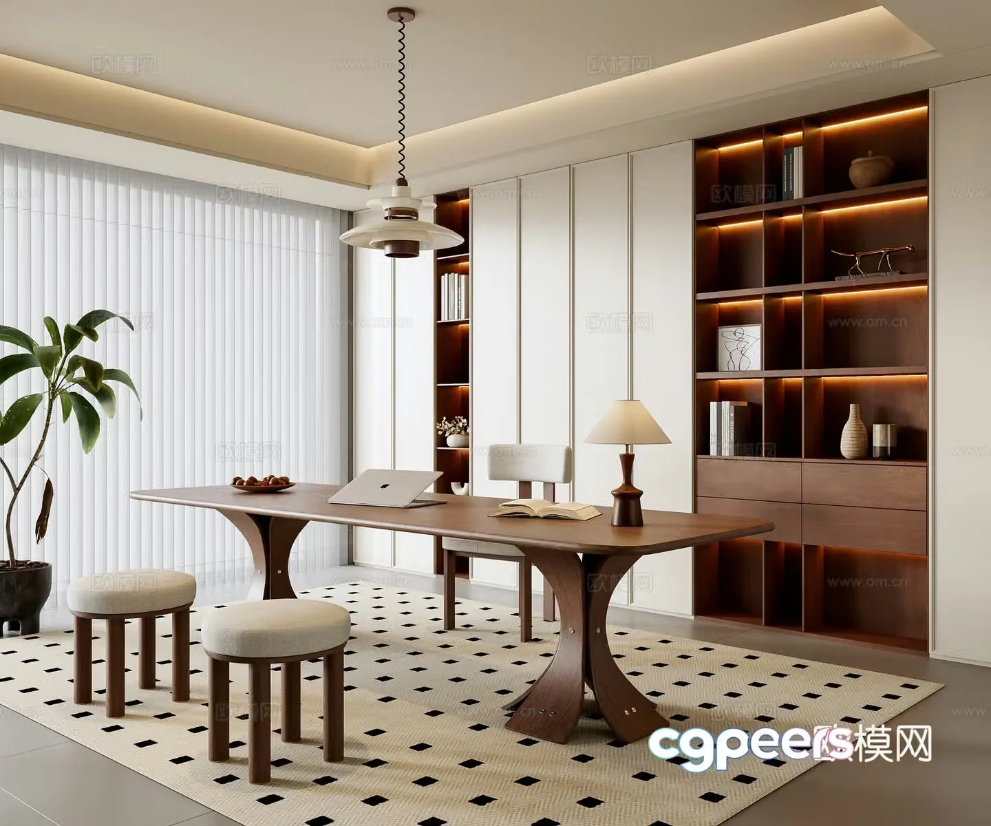Middle-aged study room 3D model