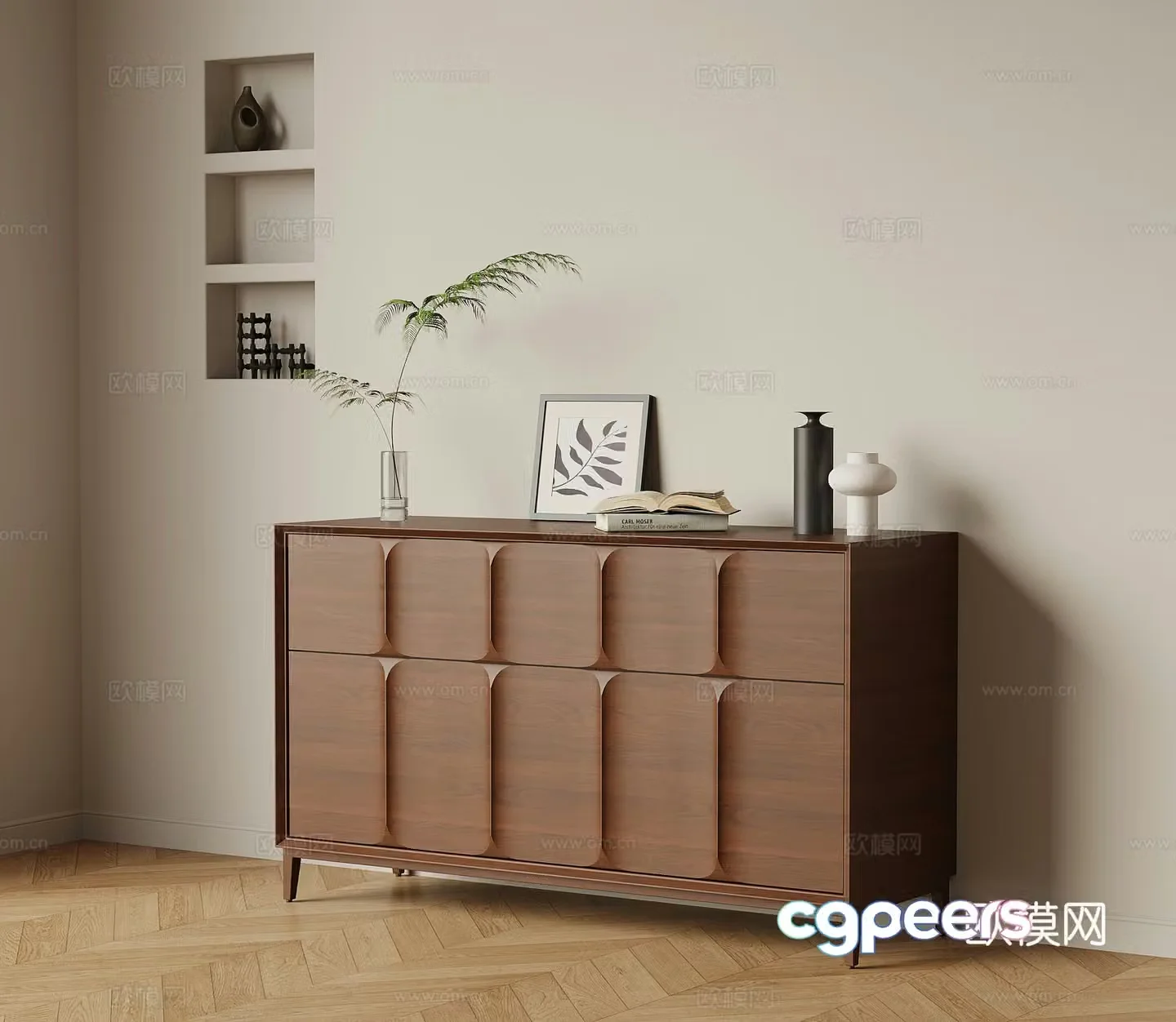 French retro entrance cabinet side cabinet 3D model