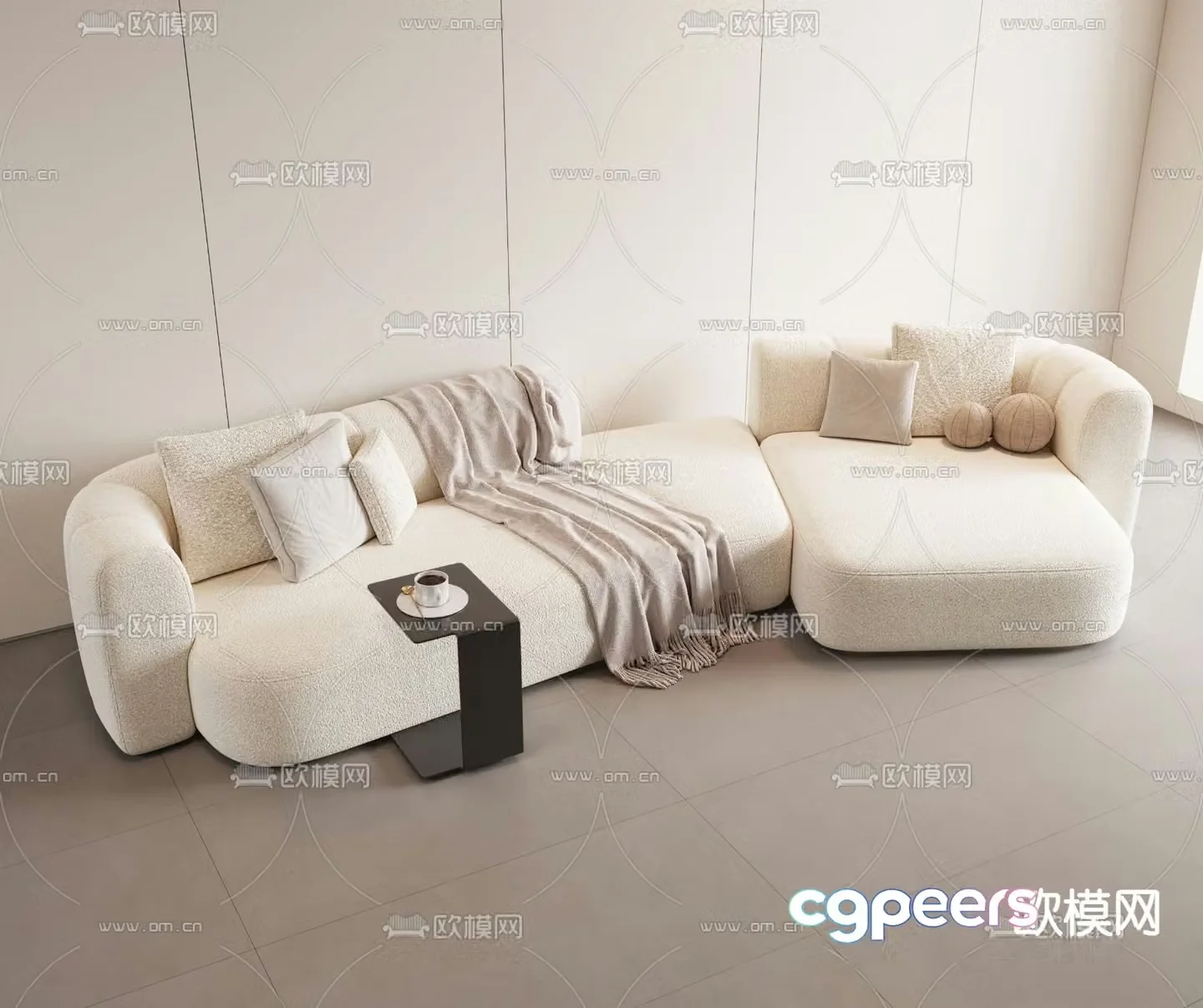 Modern shaped sofa multi-person sofa 3d model