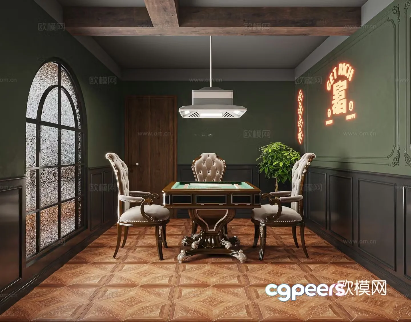 European retro mahjong parlor box 3D model