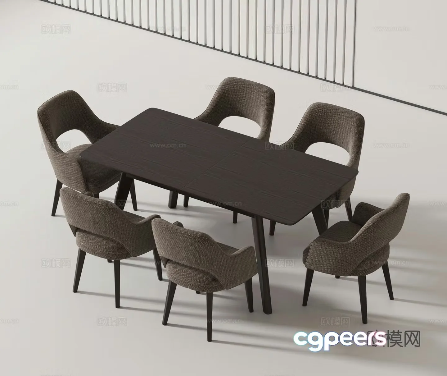 Modern dining table and chairs 3d model