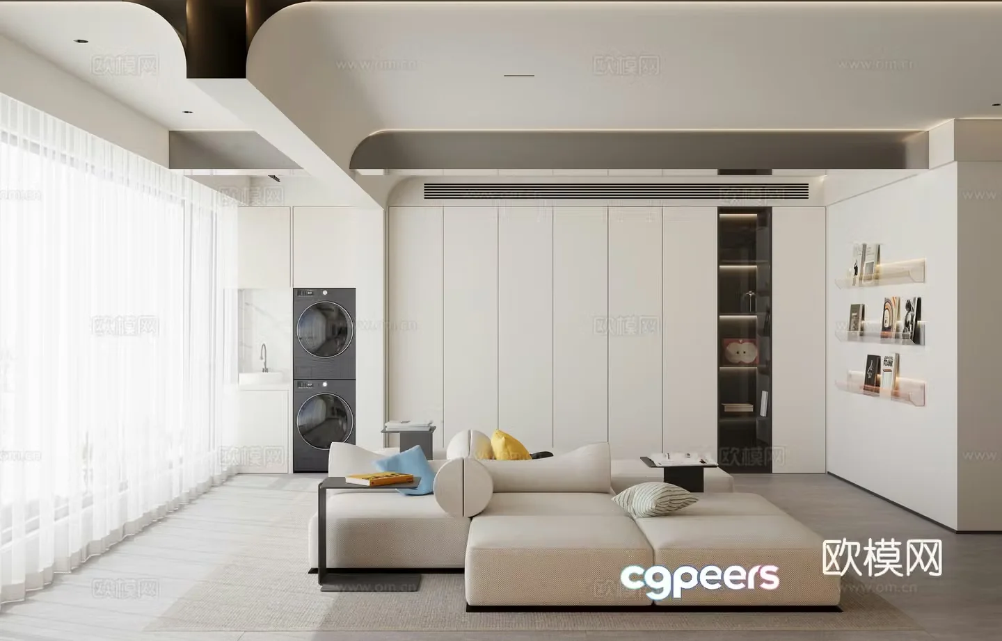 Modern minimalist living room 3d model