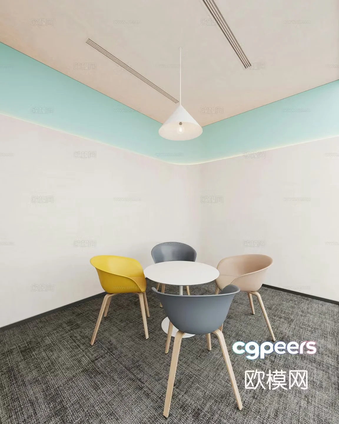 Modern office negotiation room 3d model