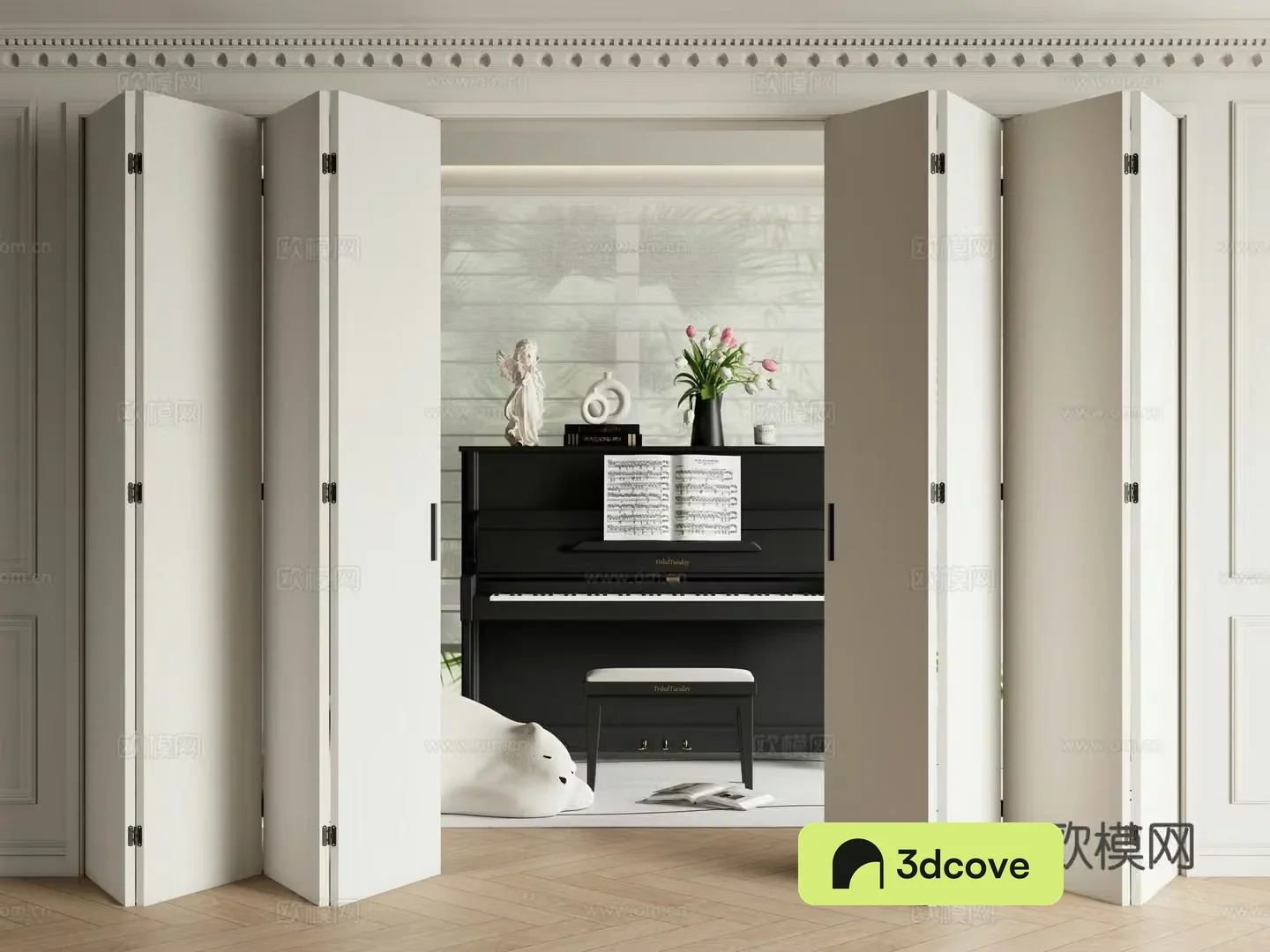 French folding door sliding door multi-connection sliding door piano Shangri-la curtain