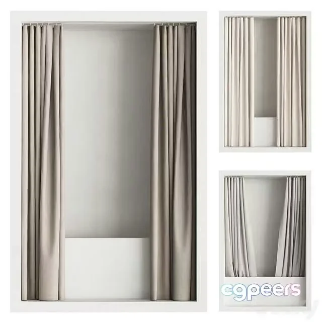 3ds Max Free – Double shower curtain with hidden ceiling cornice