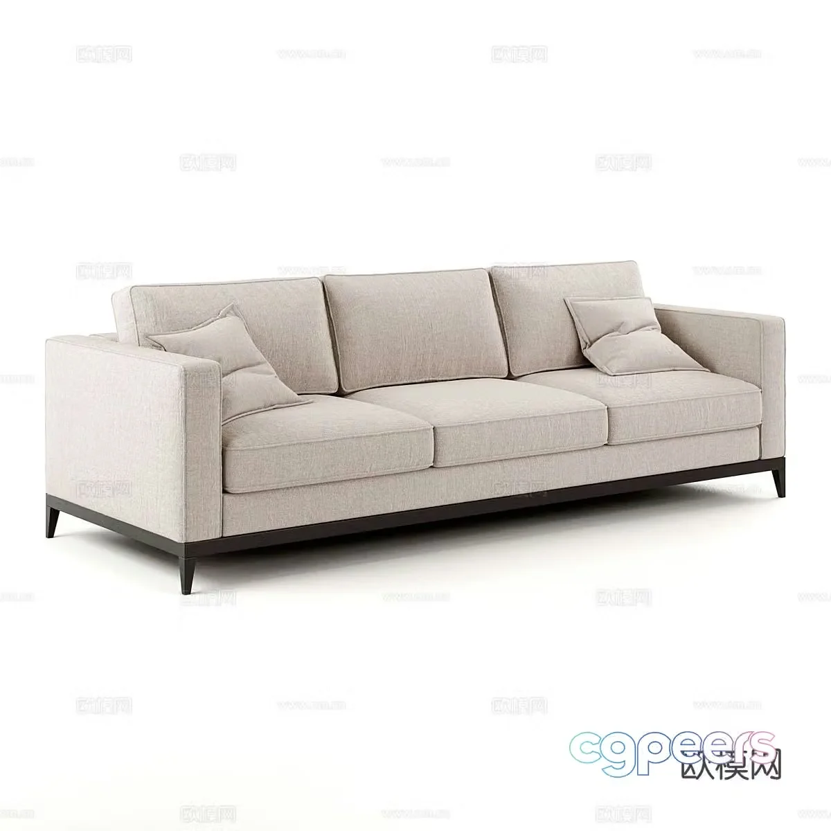 Modern simple double sofa fabric sofa 3d model