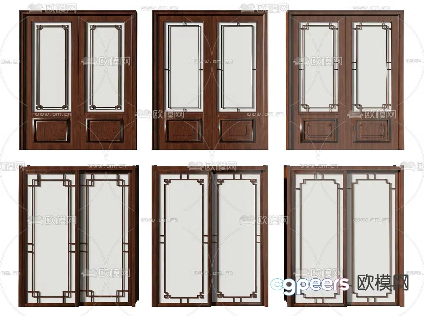 New Chinese sliding door sliding door 3D model
