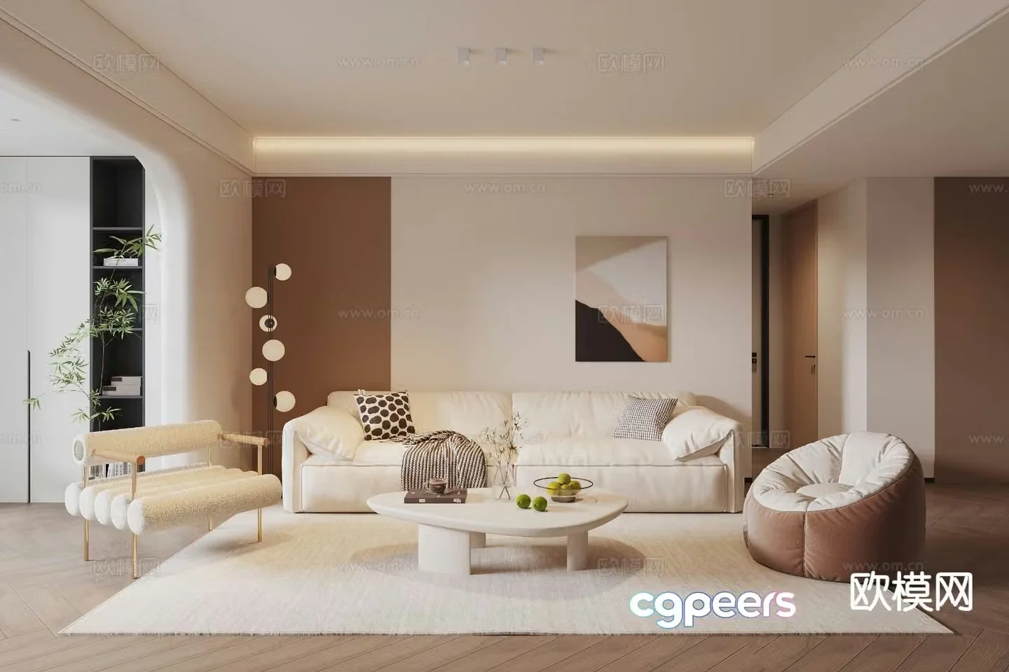 Cream style living room 3d model