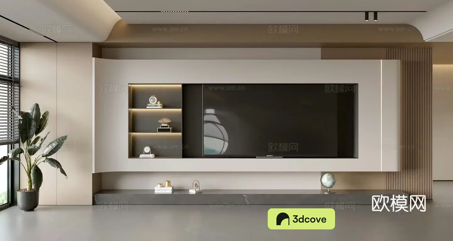 Modern simple living room balcony cabinet sofa combination coffee table sofa background wall