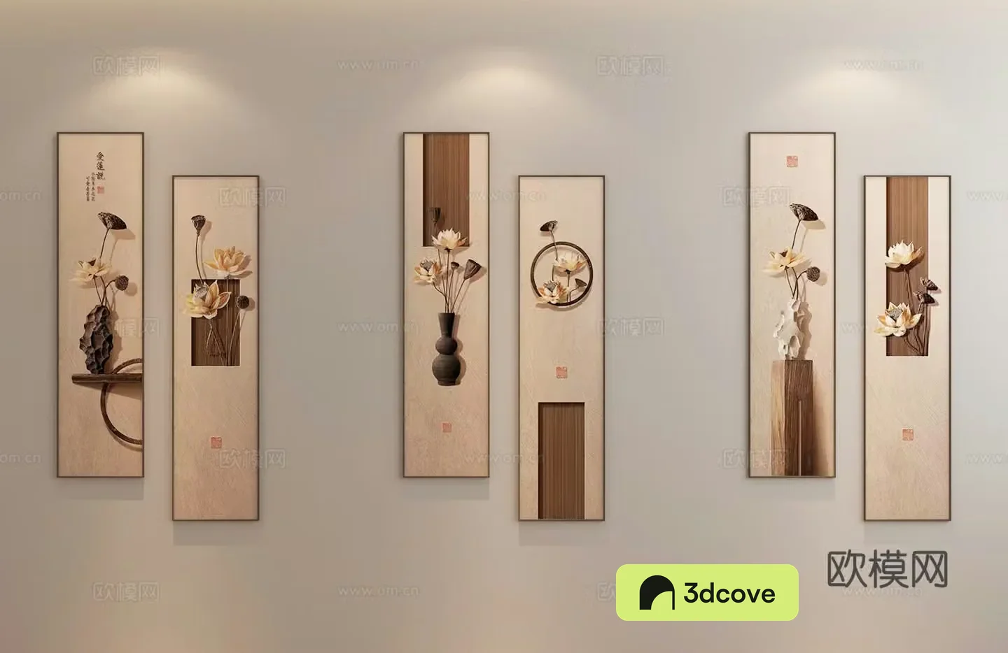 Song style aesthetic hanging painting Chinese style decorative painting Log style combination painting