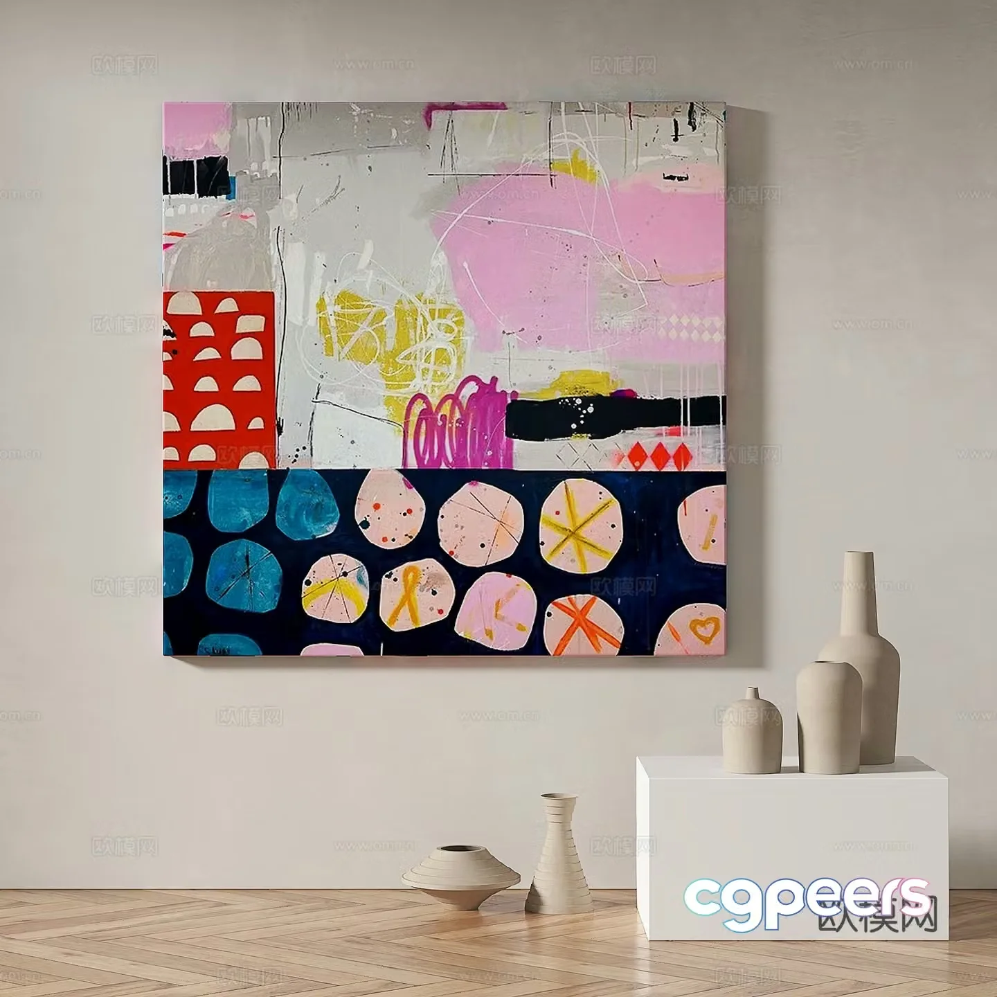 Modern minimalist abstract decorative painting 3d model