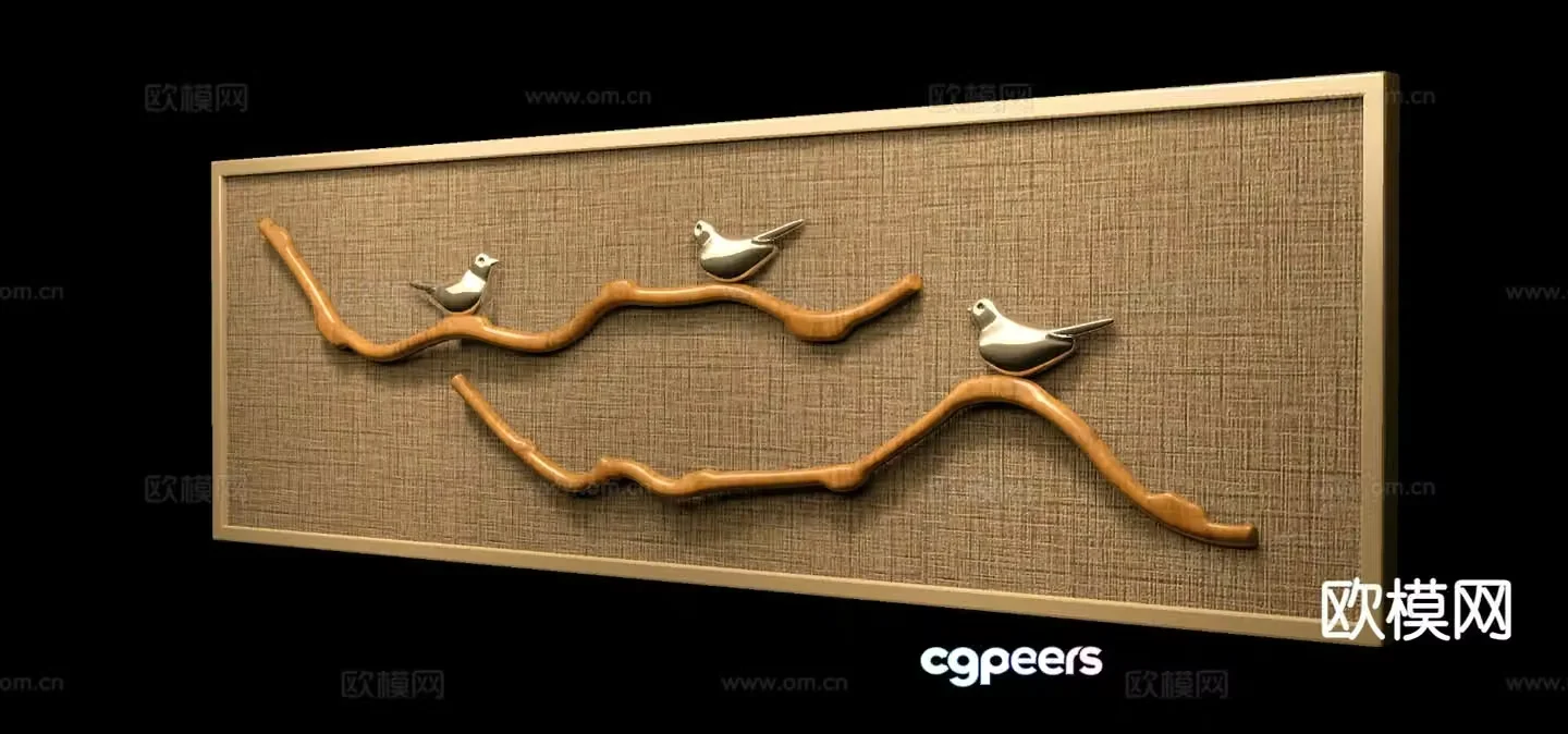 New Chinese Zen hanging painting physical painting three-dimensional painting 3D model