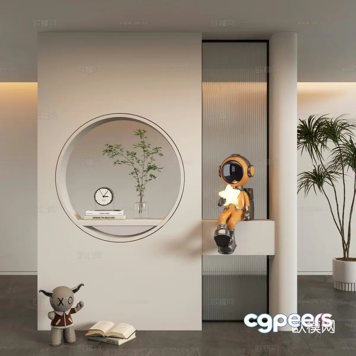 Modern entrance partition glass partition 3D model