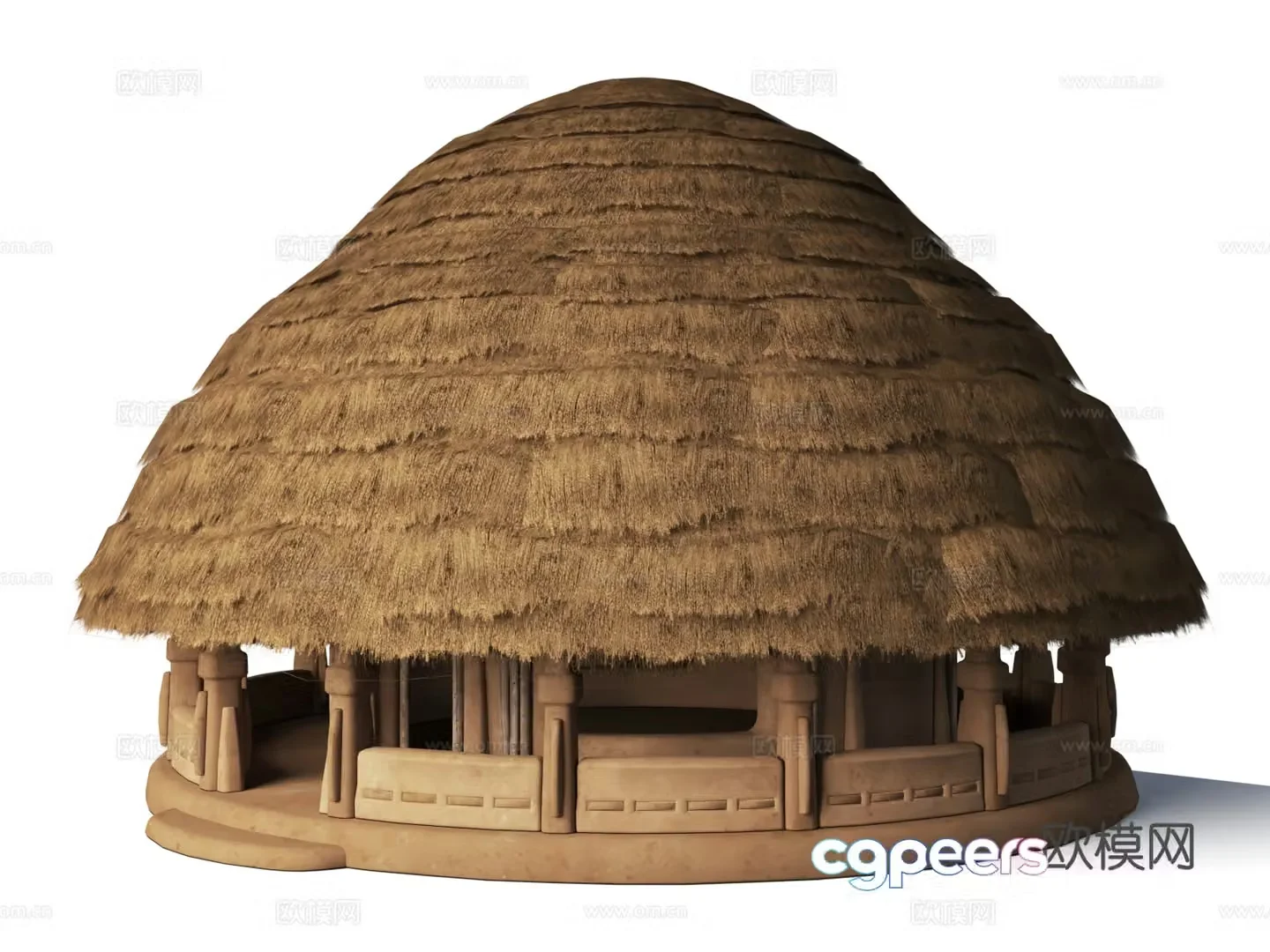 Ancient Primitive Man Thatched House Architecture Ancient Man Ruins Thatched House Primitive Man Tribe 3D Model