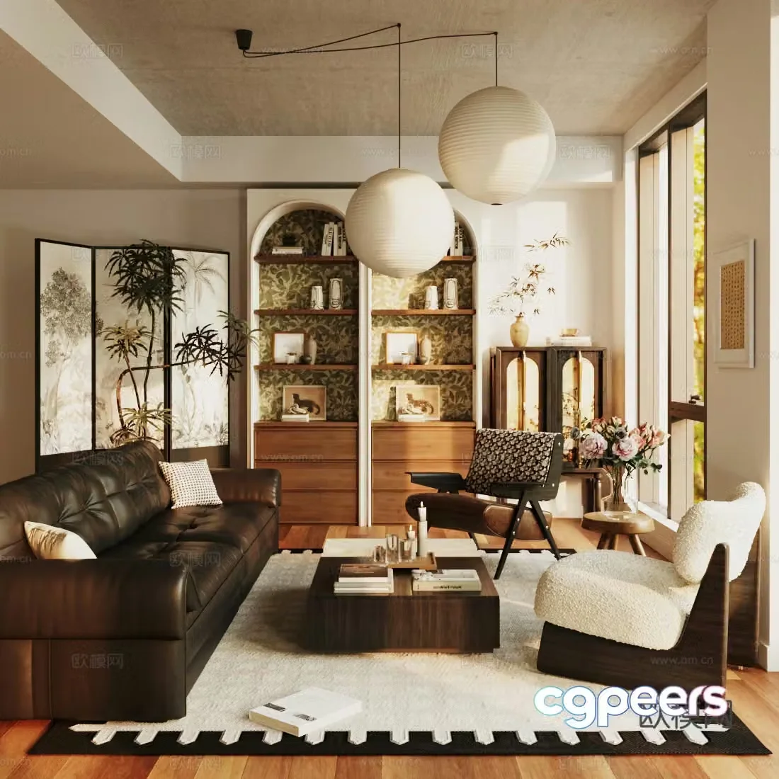 Medium-old home living room small living room sofa coffee table coffee table combination 3D model