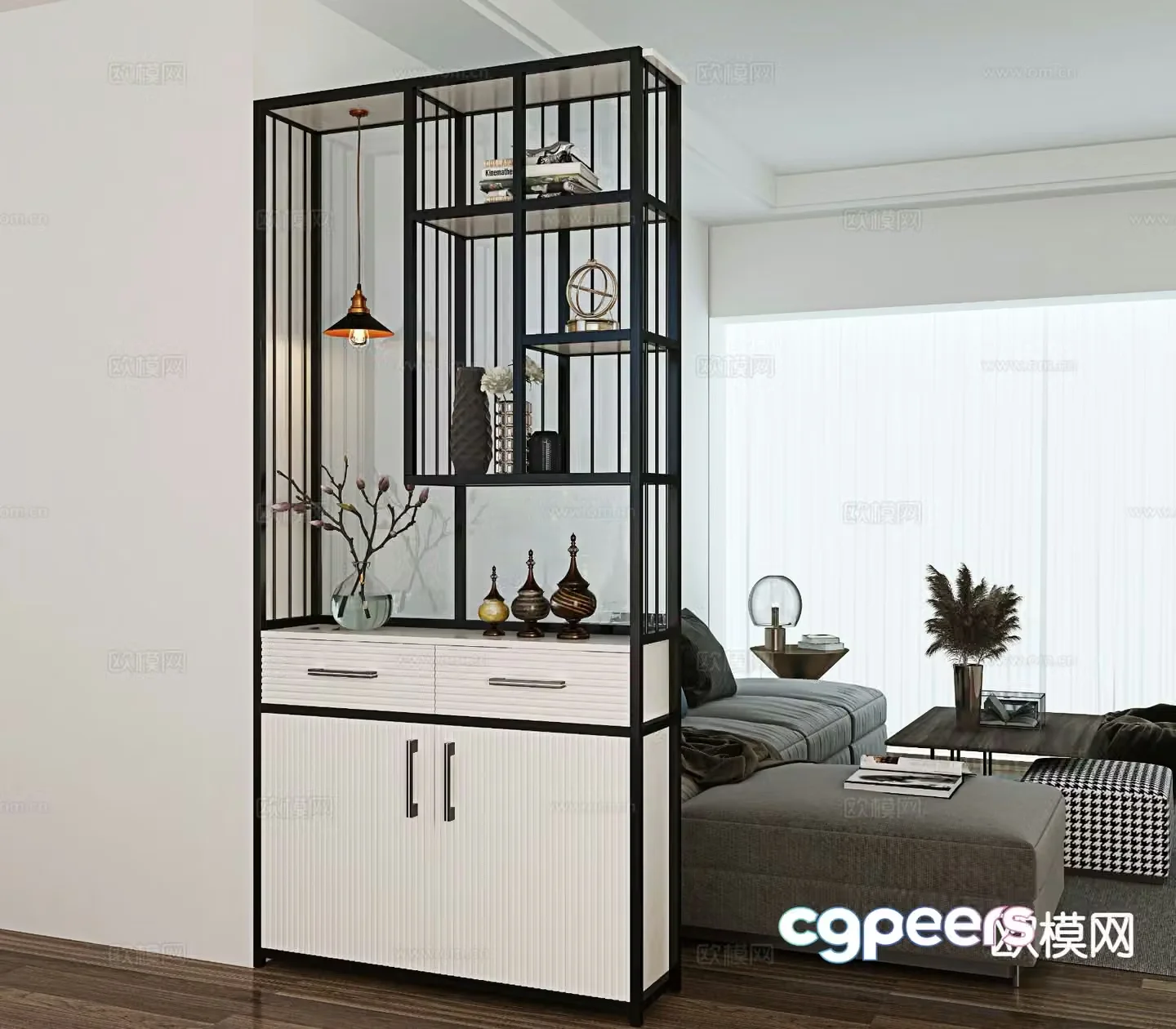 Modern entrance cabinet partition cabinet high cabinet 3D model