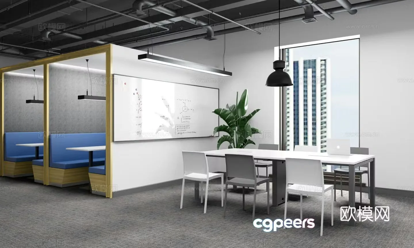 Industrial style small conference area negotiation area leisure area learning discussion area 3D model