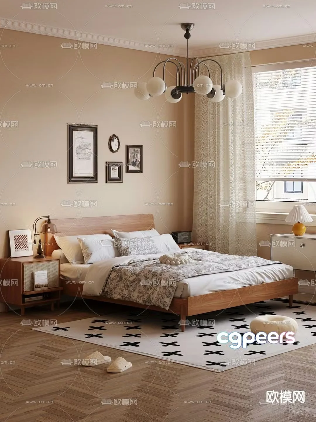 Nordic double bed 3d model