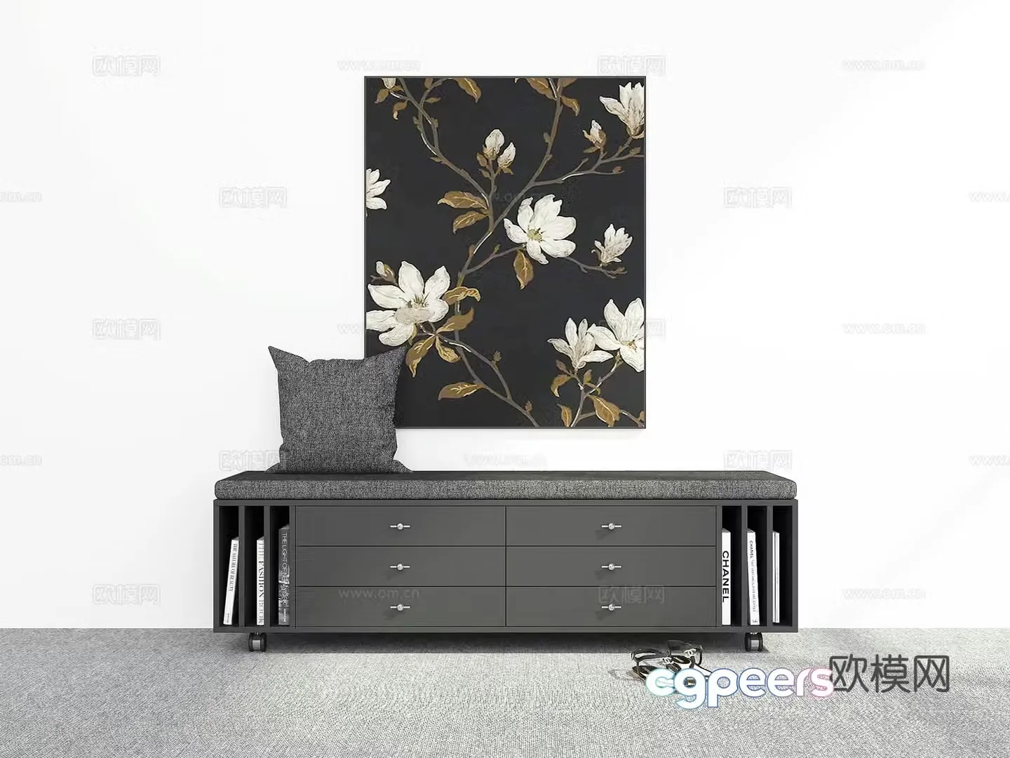 Modern shoe stool bench storage storage stool 3D model