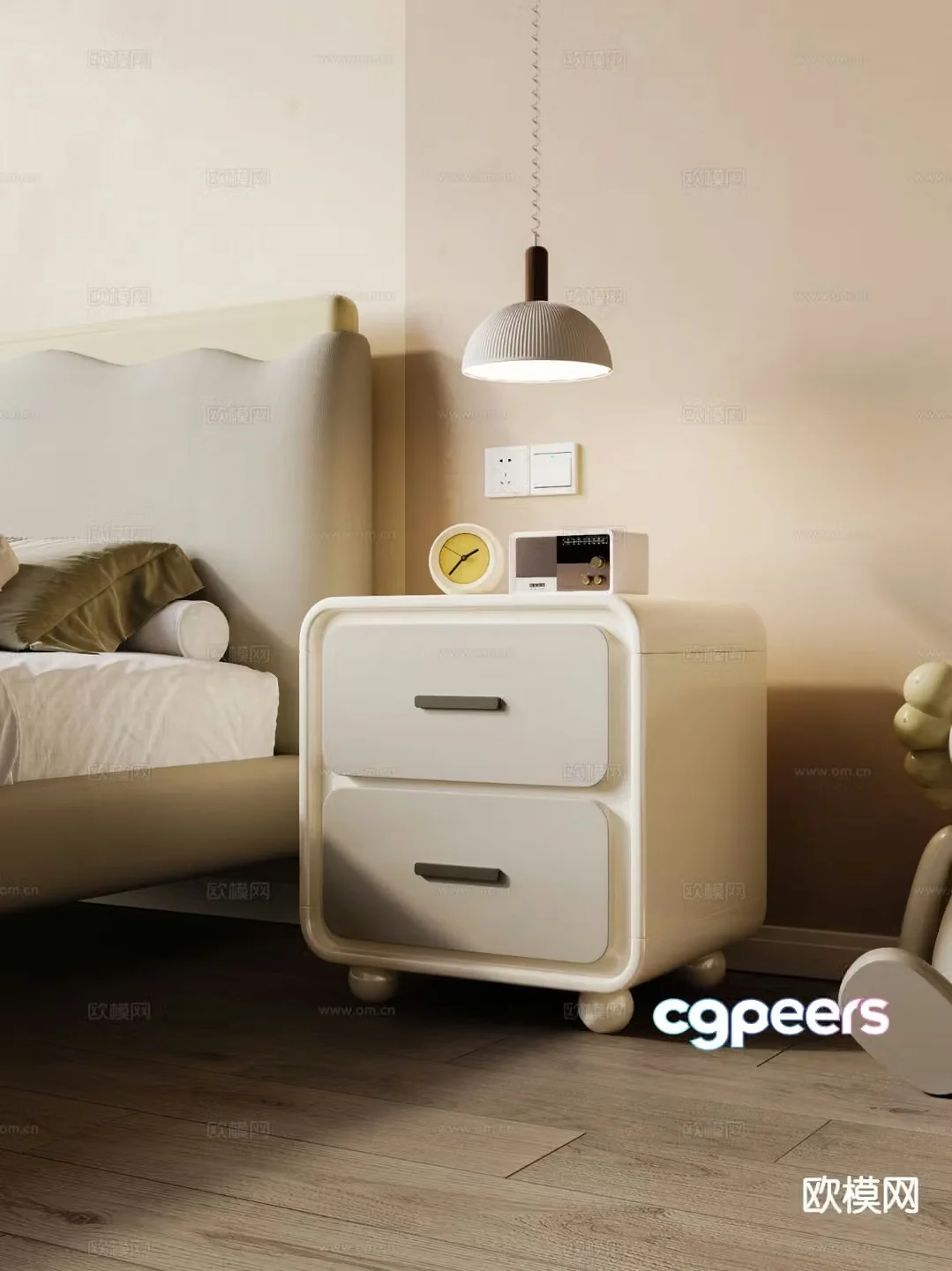 Cream style bedside table 3d model