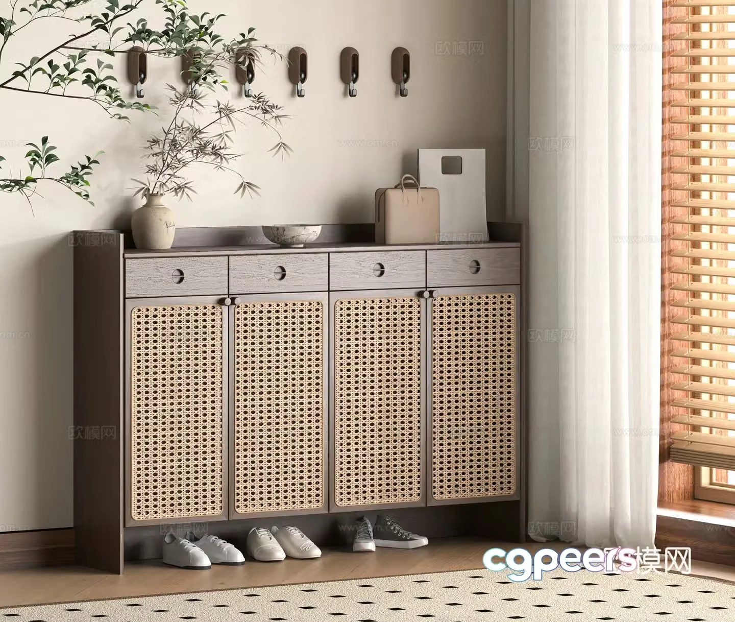 Middle-aged shoe cabinet 3D model