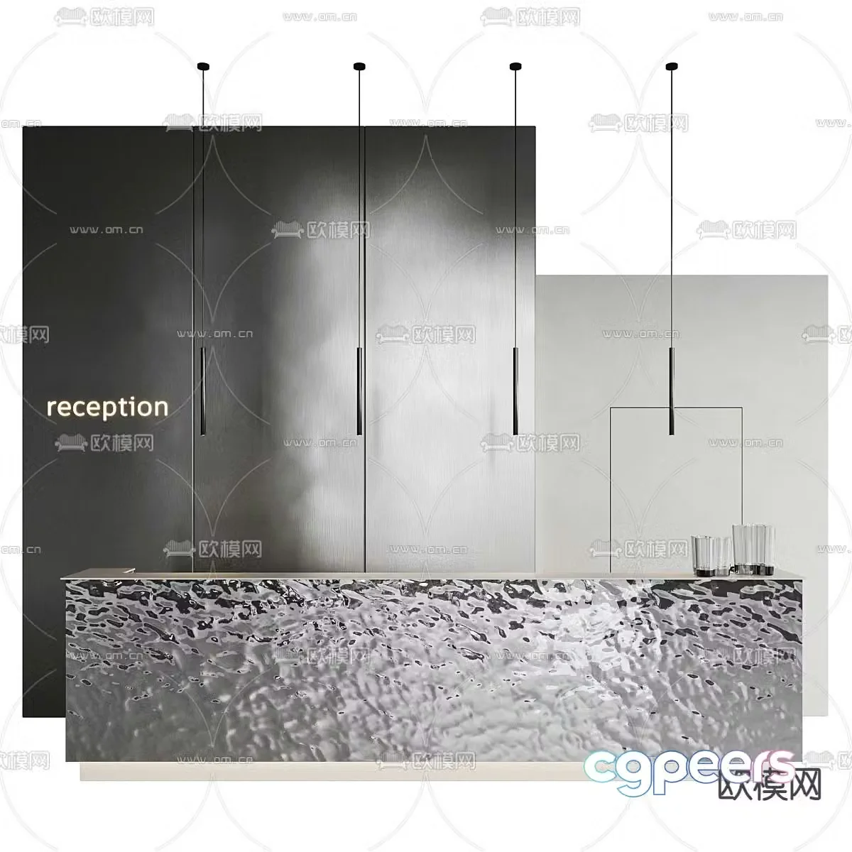 Modern front desk reception desk service desk 3d model
