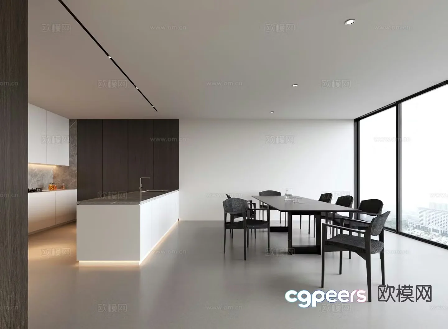 Modern minimalist restaurant 3d model