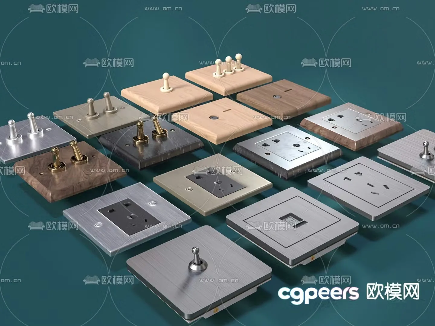 Modern switch socket panel 3d model
