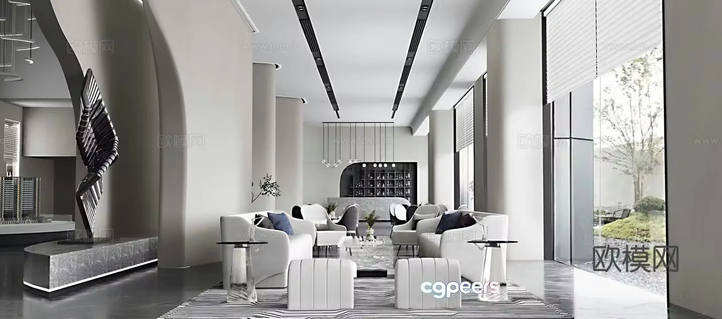 Modern sales office Sales office Hatan District Leisure tables and chairs Cafe Company Water bar 3D model