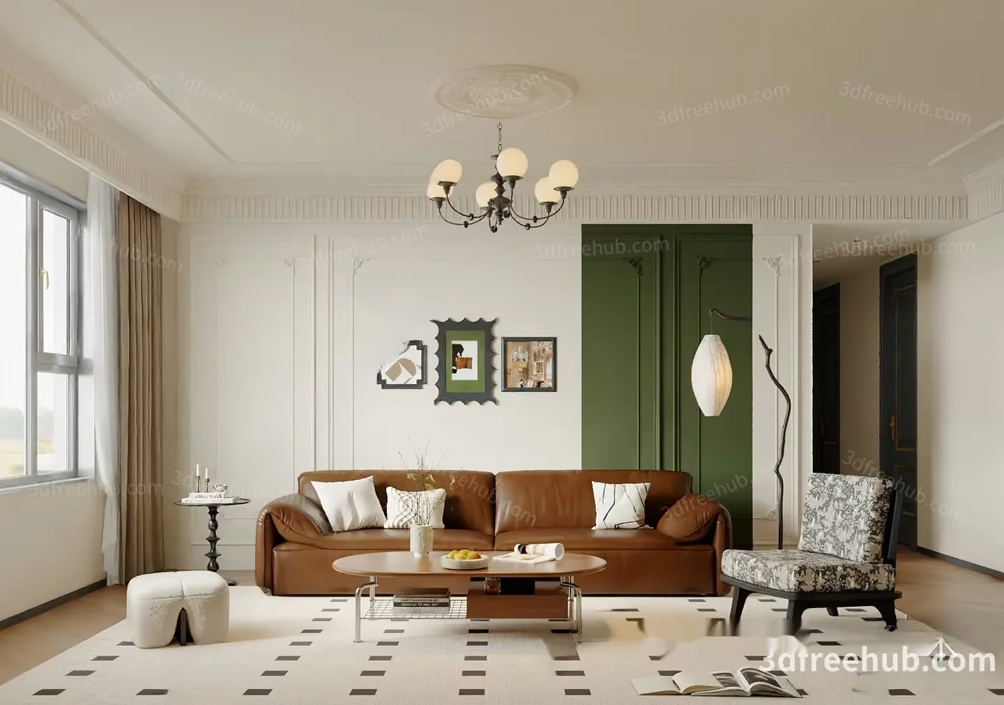 Modern Living Room 3D Model – 22890 – VRAY Render