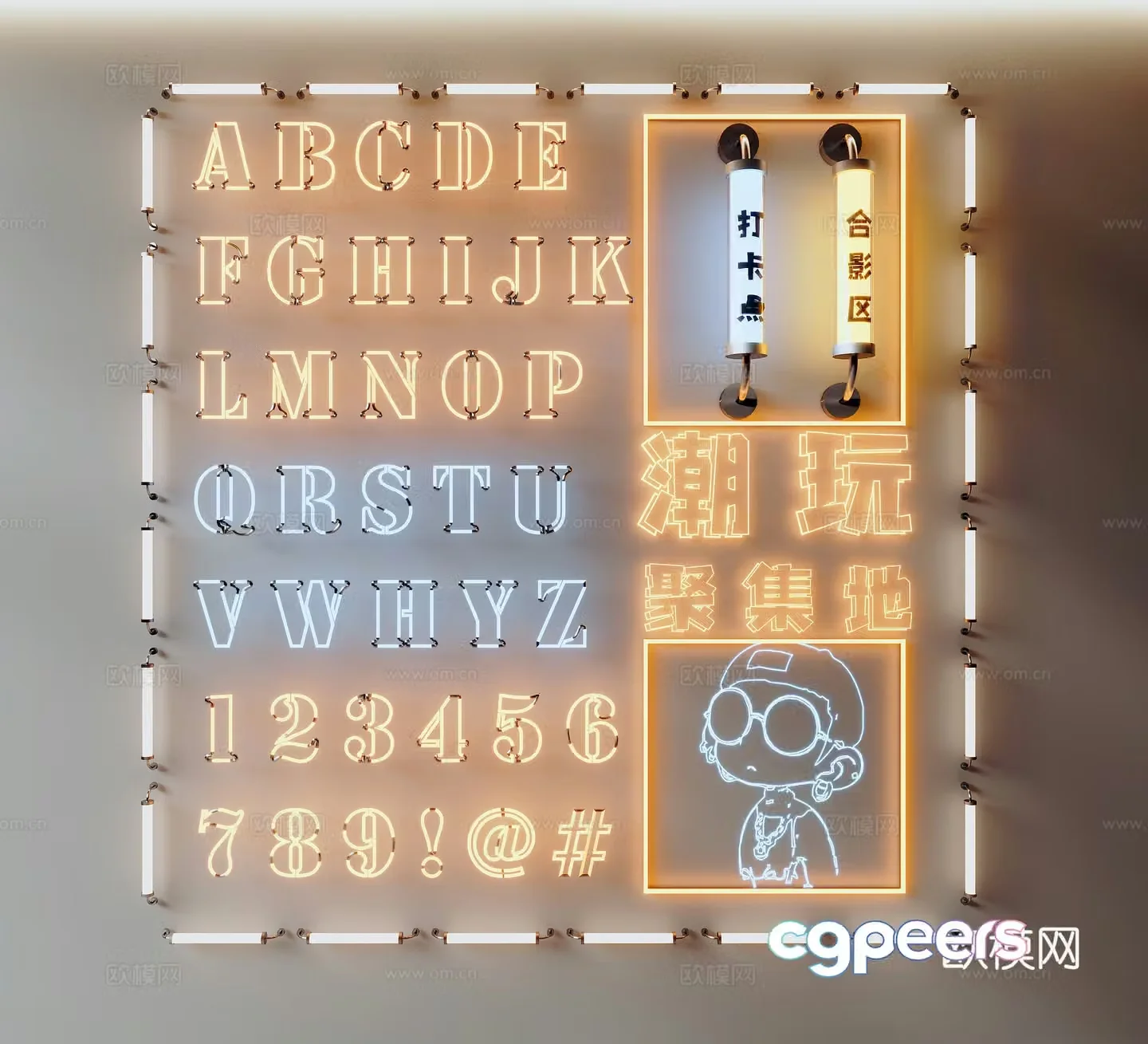 Neon light luminous words LED light acrylic tube 3d model