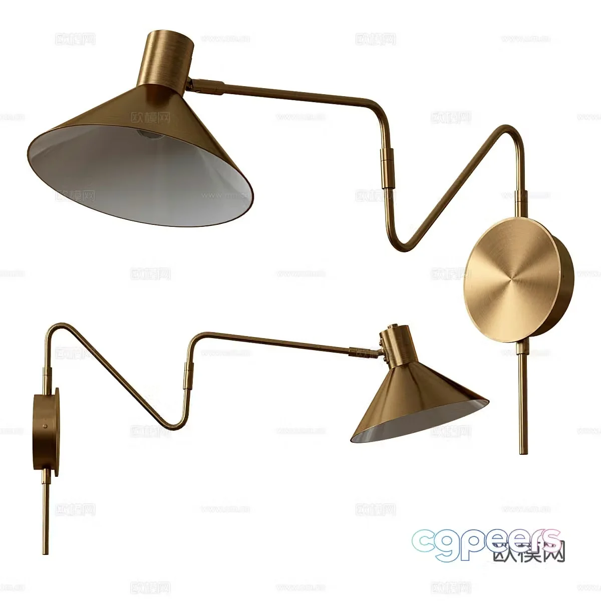 Modern light luxury minimalist metal long strip wall light 3D model